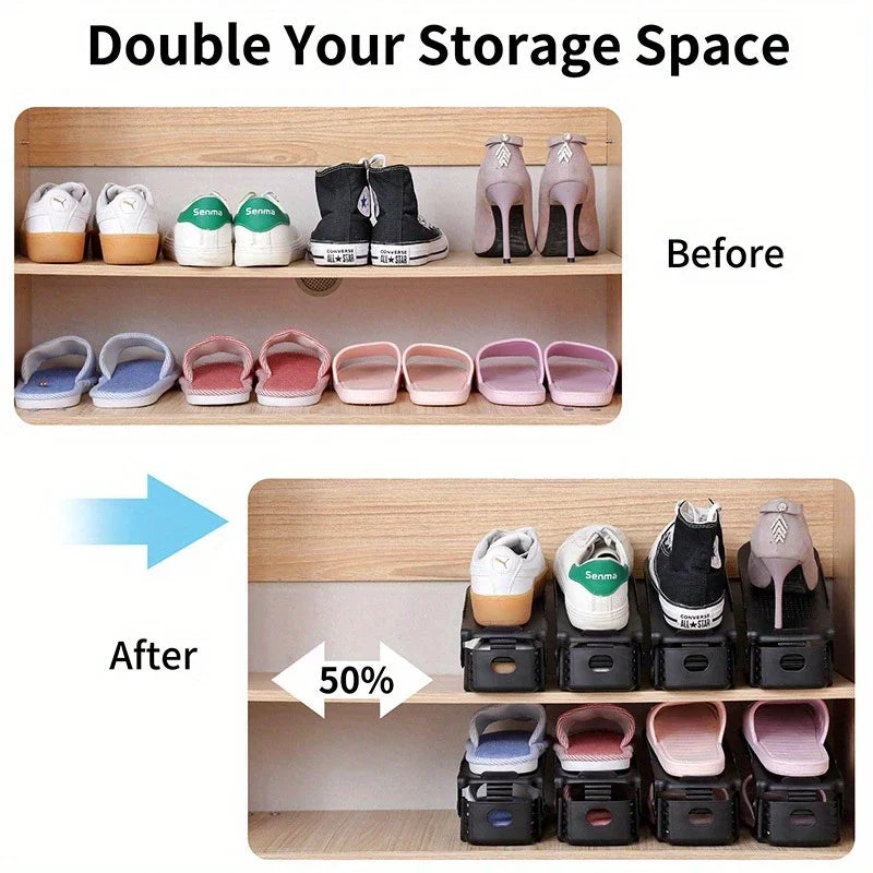 7/100 Pcs Modern Shoe Rack Shoe Storage Rack Double-Layer Integrated Adjustable Plastic Shoe Rack For Home Living Room
