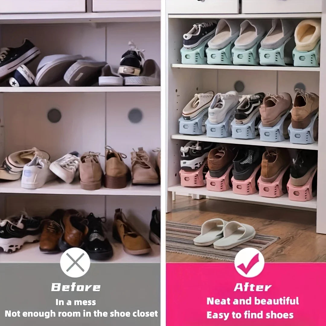7/100 Pcs Modern Shoe Rack Shoe Storage Rack Double-Layer Integrated Adjustable Plastic Shoe Rack For Home Living Room