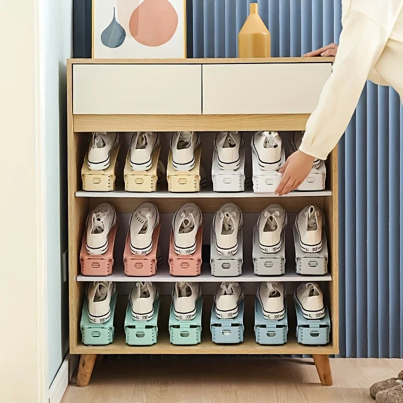 7/100 Pcs Modern Shoe Rack Shoe Storage Rack Double-Layer Integrated Adjustable Plastic Shoe Rack For Home Living Room