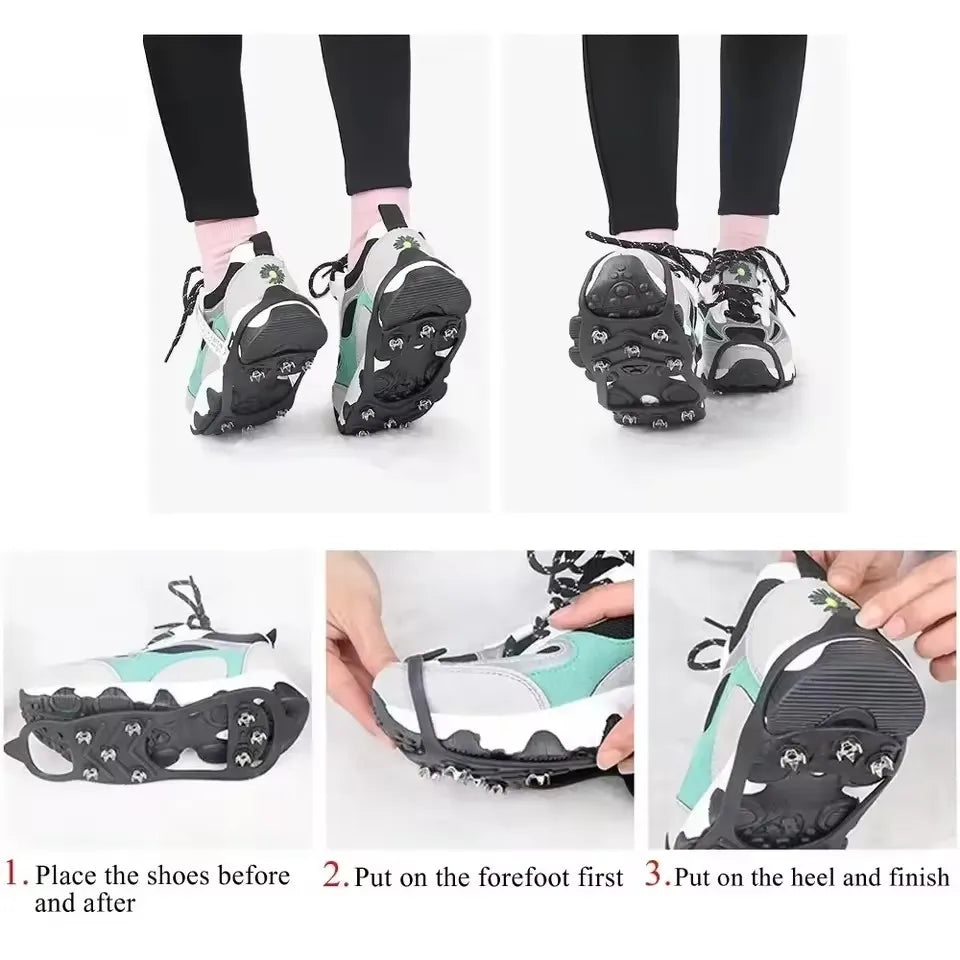 8 Teeth Ice Gripper Spike Shoes Winter Outdoor Anti-Slip Hiking Mountain Climbing Ice Snow Crampons Anti-slip Shoe Covers Grip