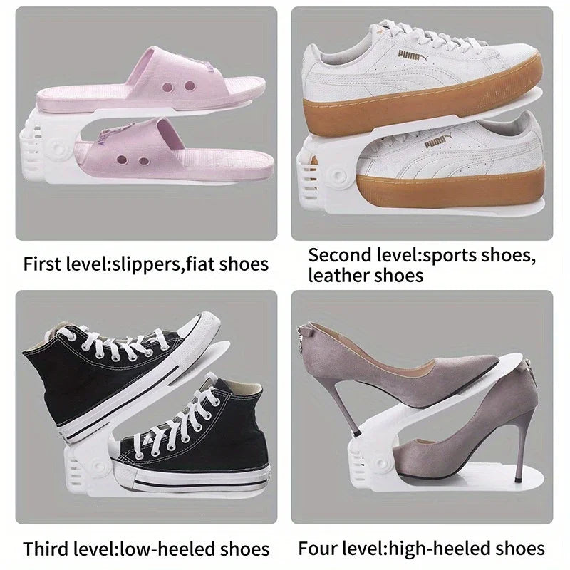 7/100 Pcs Modern Shoe Rack Shoe Storage Rack Double-Layer Integrated Adjustable Plastic Shoe Rack For Home Living Room